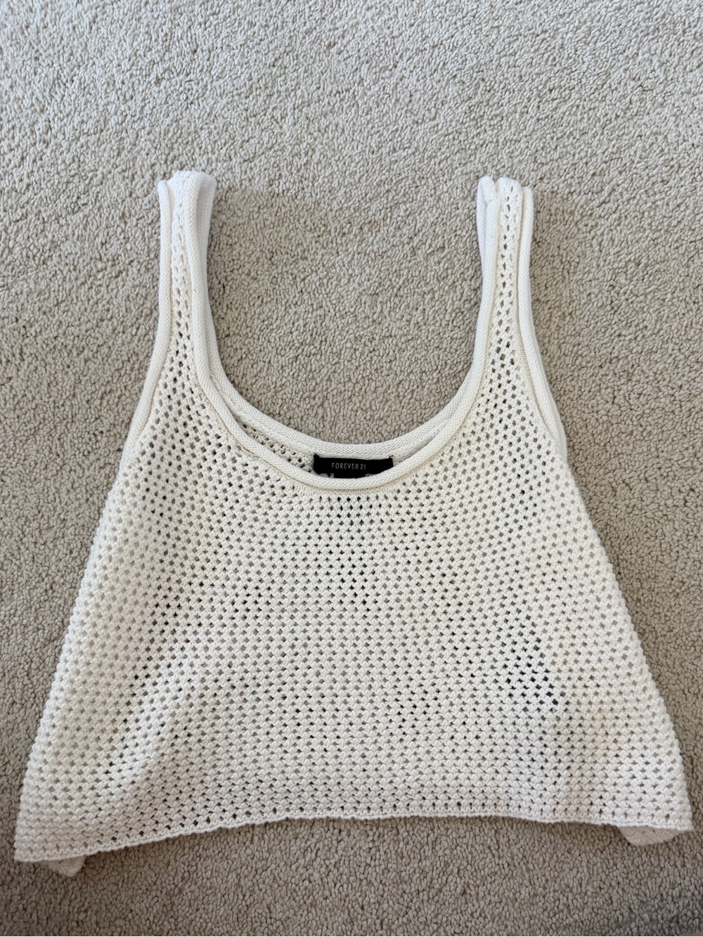 Forever 21 Cream Crochet Knit Tank